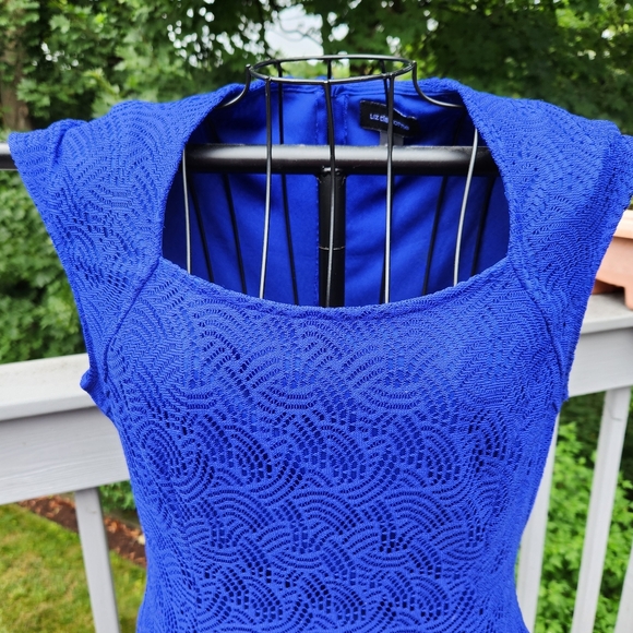 Liz Claiborne Lacey Fully Lined Midi Short Sleeve Dress ALine Silhouette - Picture 3 of 9